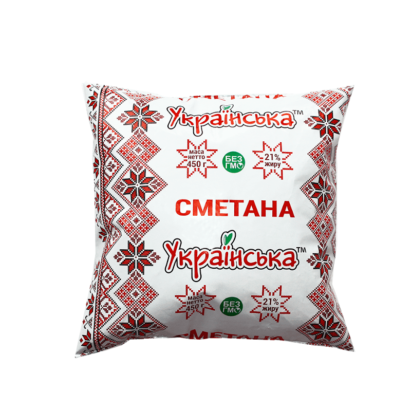 Сметана УКРАЇНСЬКА 21%, 450г, плівка поліетиленова